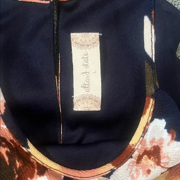 Altar'd State Navy Halter Dress with Peach & Pink Floral Print - Picture 2 of 6